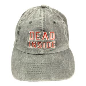 Dead Inside Gray Distressed Dad Hat Adjustable Strap OSFM Cotton